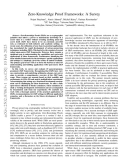 Zero-Knowledge Proof Frameworks: A Systematic Survey