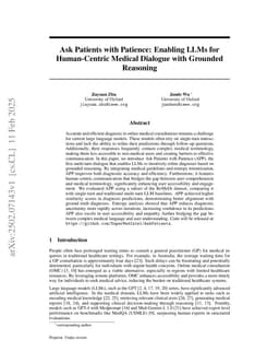Ask Patients with Patience: Enabling LLMs for Human-Centric Medical Dialogue with Grounded Reasoning