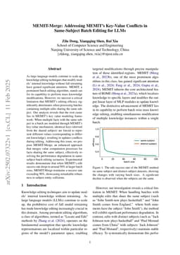 MEMIT-Merge: Addressing MEMIT's Key-Value Conflicts in Same-Subject Batch Editing for LLMs
