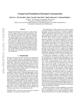 Unsupervised Translation of Emergent Communication
