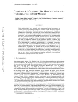 Captured by Captions: On Memorization and its Mitigation in CLIP Models