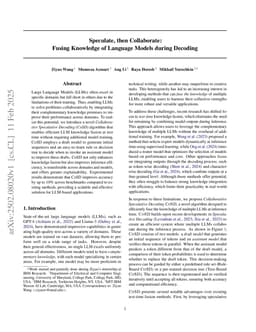 Speculate, then Collaborate: Fusing Knowledge of Language Models during Decoding