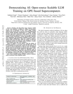 Democratizing AI: Open-source Scalable LLM Training on GPU-based Supercomputers