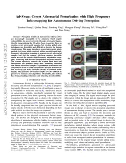 AdvSwap: Covert Adversarial Perturbation with High Frequency Info-swapping for Autonomous Driving Perception