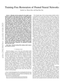 Training-Free Restoration of Pruned Neural Networks