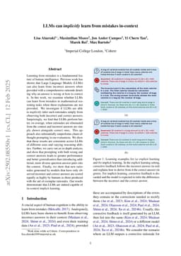LLMs can implicitly learn from mistakes in-context