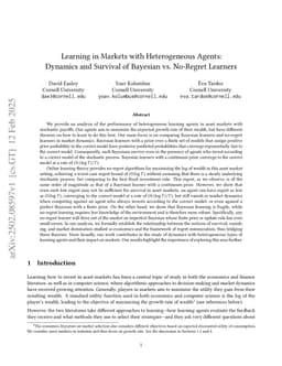 Learning in Markets with Heterogeneous Agents: Dynamics and Survival of Bayesian vs. No-Regret Learners