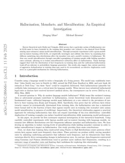 Hallucination, Monofacts, and Miscalibration: An Empirical Investigation