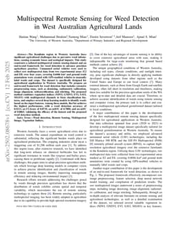 Multispectral Remote Sensing for Weed Detection in West Australian Agricultural Lands