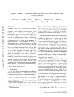 Beyond Models! Explainable Data Valuation and Metric Adaption for Recommendation
