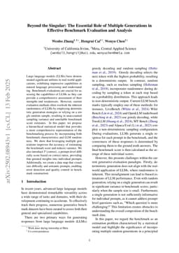 Beyond the Singular: The Essential Role of Multiple Generations in Effective Benchmark Evaluation and Analysis