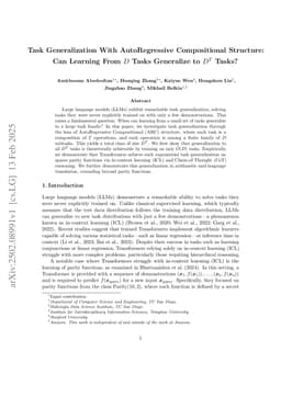 Task Generalization With AutoRegressive Compositional Structure: Can Learning From $D$ Tasks Generalize to $D^{T}$ Tasks?