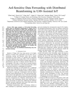 AoI-Sensitive Data Forwarding with Distributed Beamforming in UAV-Assisted IoT
