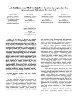 A Hybrid Transformer Model for Fake News Detection: Leveraging Bayesian Optimization and Bidirectional Recurrent Unit