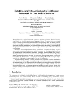 Data2Concept2Text: An Explainable Multilingual Framework for Data Analysis Narration