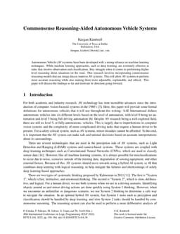 Commonsense Reasoning-Aided Autonomous Vehicle Systems
