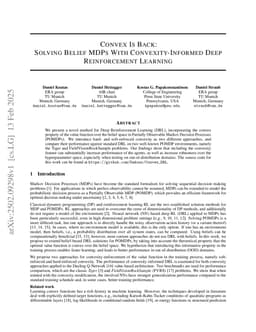 Convex Is Back: Solving Belief MDPs With Convexity-Informed Deep Reinforcement Learning