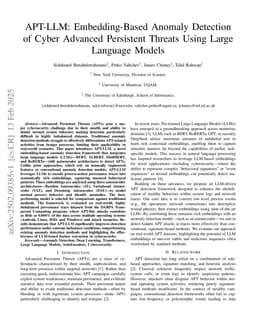 APT-LLM: Embedding-Based Anomaly Detection of Cyber Advanced Persistent Threats Using Large Language Models