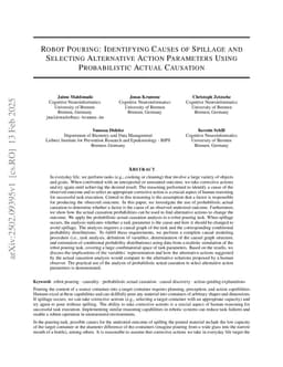 Robot Pouring: Identifying Causes of Spillage and Selecting Alternative Action Parameters Using Probabilistic Actual Causation