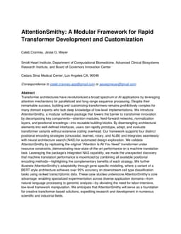 AttentionSmithy: A Modular Framework for Rapid Transformer Development and Customization