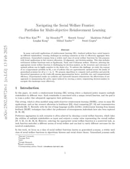 Navigating the Social Welfare Frontier: Portfolios for Multi-objective Reinforcement Learning
