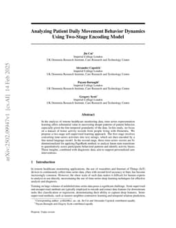 Analyzing Patient Daily Movement Behavior Dynamics Using Two-Stage Encoding Model