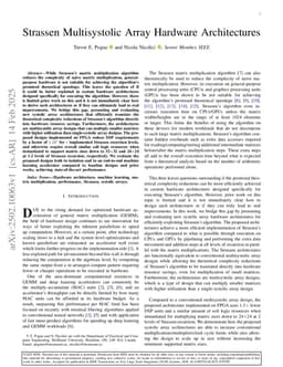 Strassen Multisystolic Array Hardware Architectures