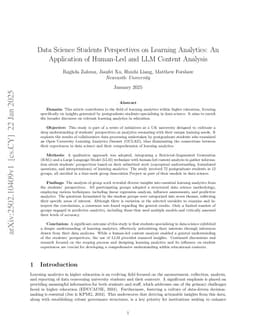 Data Science Students Perspectives on Learning Analytics: An Application of Human-Led and LLM Content Analysis