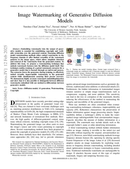 Image Watermarking of Generative Diffusion Models