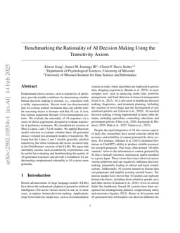 Benchmarking the rationality of AI decision making using the transitivity axiom