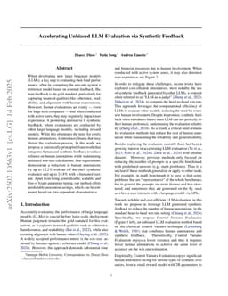 Accelerating Unbiased LLM Evaluation via Synthetic Feedback
