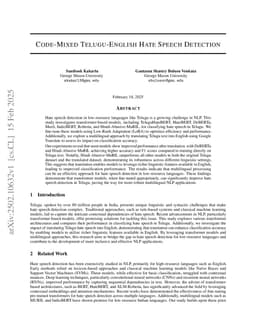 Code-Mixed Telugu-English Hate Speech Detection