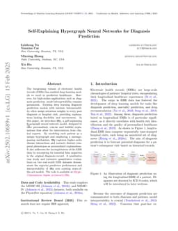 Self-Explaining Hypergraph Neural Networks for Diagnosis Prediction