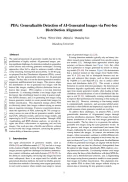PDA: Generalizable Detection of AI-Generated Images via Post-hoc Distribution Alignment