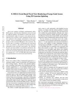 E-3DGS: Event-Based Novel View Rendering of Large-Scale Scenes Using 3D Gaussian Splatting