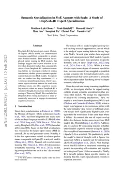 Semantic Specialization in MoE Appears with Scale: A Study of DeepSeek R1 Expert Specialization