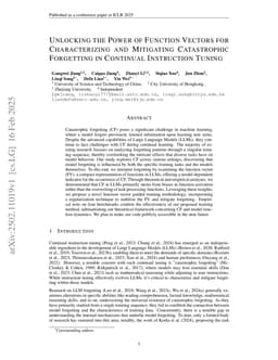Unlocking the Power of Function Vectors for Characterizing and Mitigating Catastrophic Forgetting in Continual Instruction Tuning