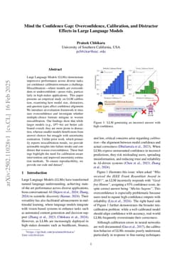 Mind the Confidence Gap: Overconfidence, Calibration, and Distractor Effects in Large Language Models