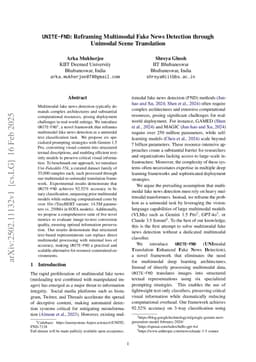 UNITE-FND: Reframing Multimodal Fake News Detection through Unimodal Scene Translation