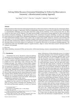 Solving Online Resource-Constrained Scheduling for Follow-Up Observation in Astronomy: a Reinforcement Learning Approach