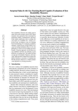 Surprisal Takes It All: Eye Tracking Based Cognitive Evaluation of Text Readability Measures