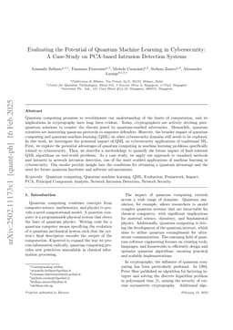 Evaluating the Potential of Quantum Machine Learning in Cybersecurity: A Case-Study on PCA-based Intrusion Detection Systems