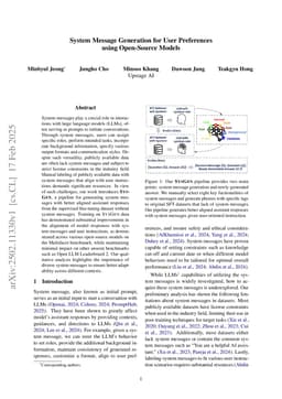 System Message Generation for User Preferences using Open-Source Models