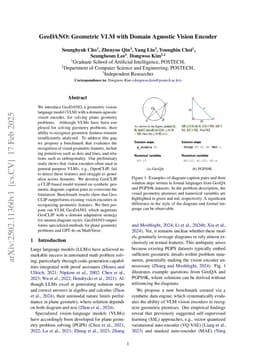 GeoDANO: Geometric VLM with Domain Agnostic Vision Encoder