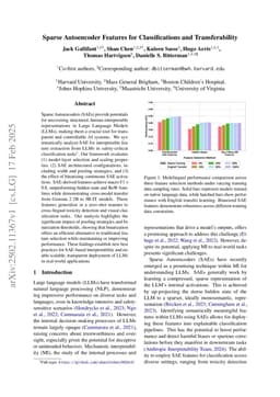 Sparse Autoencoder Features for Classifications and Transferability