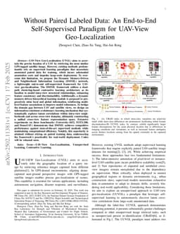 Without Paired Labeled Data: An End-to-End Self-Supervised Paradigm for UAV-View Geo-Localization