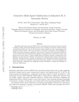 Generative Multi-Agent Collaboration in Embodied AI: A Systematic Review
