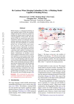 Be Cautious When Merging Unfamiliar LLMs: A Phishing Model Capable of Stealing Privacy