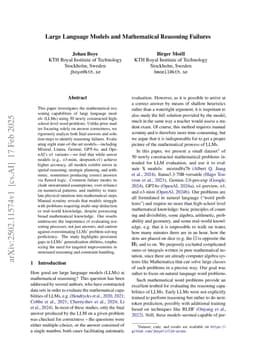 Large Language Models and Mathematical Reasoning Failures