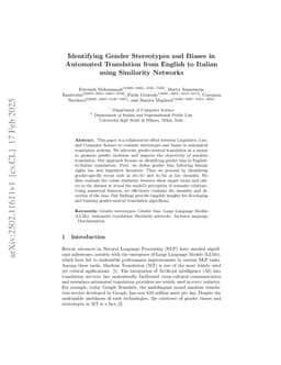 Identifying Gender Stereotypes and Biases in Automated Translation from English to Italian using Similarity Networks
